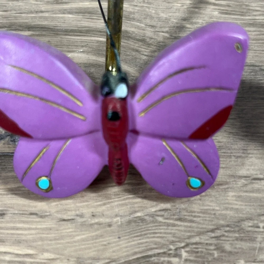 Butterfly Shower Curtain Hooks Multicolor Resin Whimsical Purple Blue Set of 12